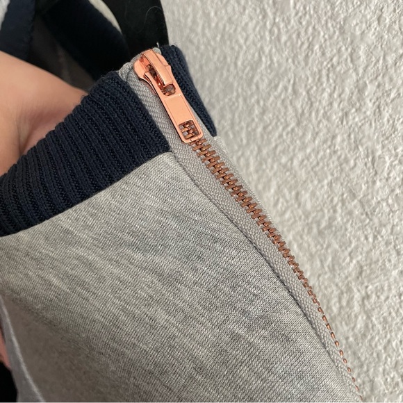 NWT ASOS WHITE Gray Sweat Midi Dress With Floral Jacquard and Velvet Insert - Picture 10 of 11